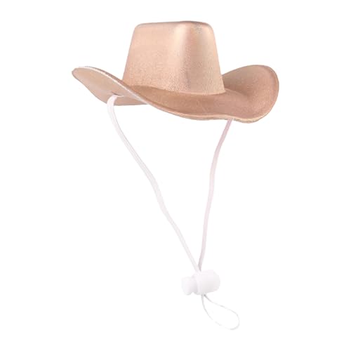 Cowboyhut für Katze, Haustier-Cowboyhut, Kätzchenmütze Mini Haustiermütze Cosplay, Glänzende Cowboyhüte, kleines Cowboyhut-Hundekostüm, Katzenhut-Cosplay-Requisite, Western-Cowboy-Kostümzubehör von Nixieen