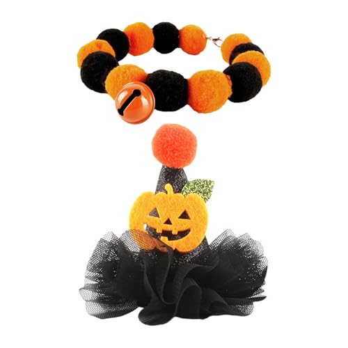 Halloween-Kostüme für Katzen – Halloween-Hut für Katzen mit Halsband | Mesh-Katzenkostüme für Feiertage, bequem und festlich für den Alltag und Rollenspiele von Nixieen