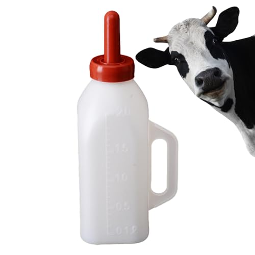 Nixieen Ziegenflasche, Kalbsflasche | 2L kleine Lammflasche zum Stillen von Kühen | Bauernhof-Ziegen-Milchfutterstation mit Griff, Kälbermilch-Futterflasche für Weidevieh, Kälber, Lämmer von Nixieen