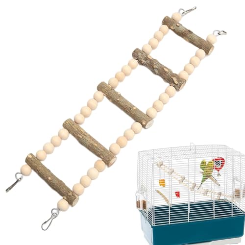 Papageienschwungleiter, Holzvogelleiter,Papageienperch Swing - Kleine Vögel kauen Barschständer für Conures, Sittiche, Hamsterkletterspielzeug von Nixieen