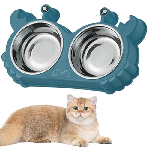 Pet Double Bowl - Edelstahl Krabbenform Hundenäpfe Abnehmbar | Anti-Kipp-Katzennapf, Coloful Katzennapf, Hund Wassernapf für Wasser, Fütterung, Poopy von Nixieen