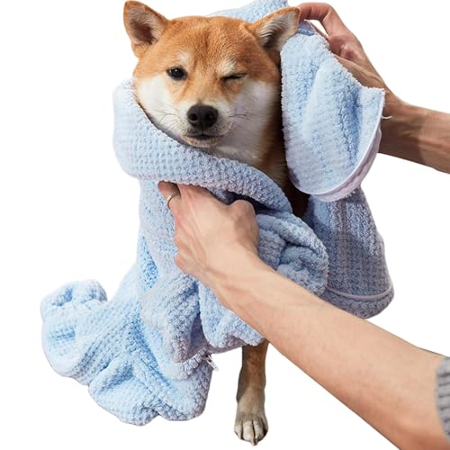 Schnell trocknender Hunde-Bademantel, vollständig umwickelt, schnell trocknend, Hundebademantel, Hundedusche und Badezubehör, weich und gemütlich für kleine oder mittelgroße Hunde von Nixieen