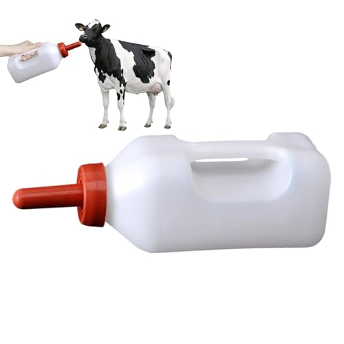 Ziegenflaschen zum Füttern von Ziegenbabys,Ziegenbabyflasche,2L-Flaschen für Lämmer und Kühe | Bauernhof-Ziegen-Milchfutterstation mit Griff, Kälbermilch-Futterflasche für Weidevieh, Kälber, Lämmer von Nixieen