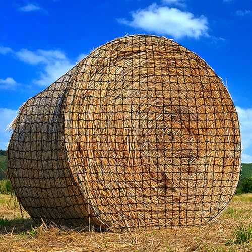 NizHome Großes rundes Heunetz für Pferde, 1,8 x 1,8 m, knotenlos, langsames Füttern, robuste Nutztiere, ganze Ballen-Heunetz für Rundballen 4 x 4-6 x 6 oder quadratische Ballen 3 x 3 x 8-4 x 4 x 8 von NizHome