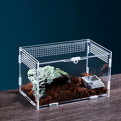 360 ° Acryl Terrarium Schnecken Terrarium: Nizirioo Mini Transparent Acryl Terrarium, Reptil Fütterungsbox, Critter Box für Spide, Skorpion, Käfer, Gottesanbeterin, Reptilien Lebensraum, 20x12x12cm von Nizirioo