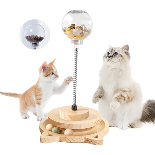 Interaktives Katzenspielzeug Aus Holz, Spielzeug Für Katzen Holz, Katzen Intelligenzspielzeug Interaktives Bälle Für Katzen Mit Frühlingsball Intelligenz Katzenspielzeug Für Indoor Katzen Und Kätzchen von Nizirioo