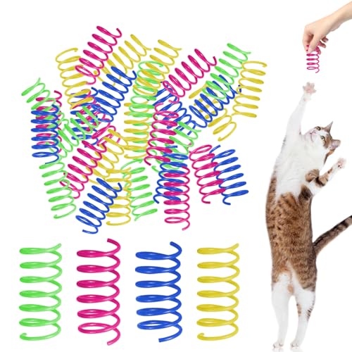 Katze Frühling Spielzeug,150 Stück Cat Spring Spielzeug,Kunststoff Spiralfedern,Katzen Frühlingsspielzeug,Interaktives Spirale Katzenspielzeug,Bunte Spirale Katzen Spielzeug Für Katze Haustiere von Nizirioo