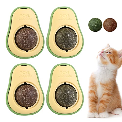 Katzenminze Ball für Katzen: Avocado Catnip Ball Wandroller, Drehbare Katzenminze, Interaktives Leckerli-Spielzeug für Katzen, Essbare Katzenminze-Bälle, Katze Zähne Reinigen, Katzenspielzeug von Nizirioo