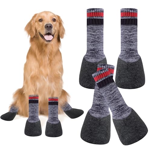 Nizirioo 2 Paar HundesocKen Anti-Rutsch Socken Pfotenschutz, Schützende wasserdichte Hundestiefel, HundesocKen Pfotenschutz Hundeschuhe für Kleine Mittlere Große Hunde, Drinnen und Draußen (Schwarz) von Nizirioo