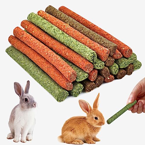 Nizirioo 60 Stück Timothy Heu Sticks, Kaninchen Kauspielzeug, Kaninchen Spielzeug, Hamster Backenzähne Snacks Kleintiere Molar Zubehoer Für Meerschweinchen Chinchilla Hasen von Nizirioo