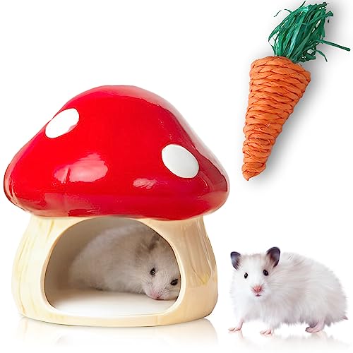 Nizirioo Einzigartige Hamster Haus Keramik: Durable Hamster Versteck, Hamsterhaus und Zahnspielzeug Tunnel in Pilzförmiges Großen Eingängen für Rennmäuse, Mäuse,Chinchillas Hamsterversteck von Nizirioo