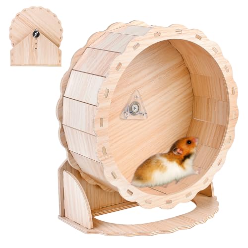 Nizirioo Hamsterrad, 26cm Laufrad Hamster, Leise Hamster Spielzeug Aus Holz Holzlaufrad Lustiges Hamsterlaufrad Silent Hamster Rad Für Hamster Rennmäuse Mäuse Chinchillas Oder Andere Kleintiere von Nizirioo