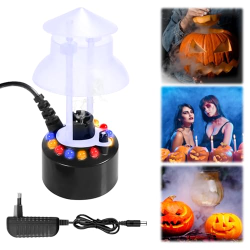 Nizirioo Ultraschall Vernebler 12 LED Nebelmaschine Ultraschall Vernebler Mist Maker Wassernebler Fogger mit Abnehmbarem Spritzschutz, Nebelmaschine Innen oder Außenbrunnen, Halloween von Nizirioo