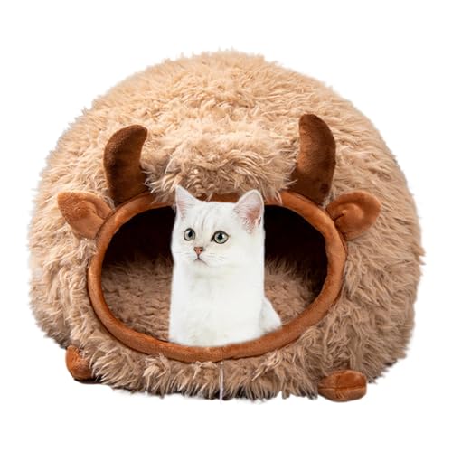 Atmungsaktive Katzenhöhle und Haustierbett, Warmes Katzennest für den Innenbereich mit halbgeschlossenem Hundezelt, bequemer Unterschlupf für Katzen und kleine Hunde, ideal für den Innen- und Atmungsaktive Katzenhöhle und Haustierbett, Warmes Katzennest für den Innenbereich mit halbgeschlossenem Hundezelt, bequemer Unterschlupf für Katzen und kleine Hunde, ideal für den Innen- und von Nkmujil