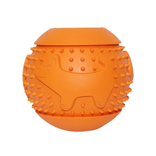 Engaging Treat Ball für Hunde, lustiges Kauspielzeug für Hunde, verspieltes Leckerli-Dosierendes Hundespielzeug, interaktives Welpenbälle, Spielzeug, 8 x 8 cm, Zahnreinigungsball für Welpen, Gelb, von Nkmujil