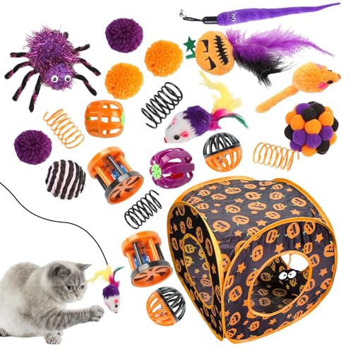 Interaktives Katzenspielzeug | Katzenspielzeug für den Innenbereich | Federspielzeug für Katzen, interaktives Spielzeug für Kätzchen, Federspielzeug, Halloween-Kätzchenspielzeug, nützliches, süßes Kat von Nkmujil
