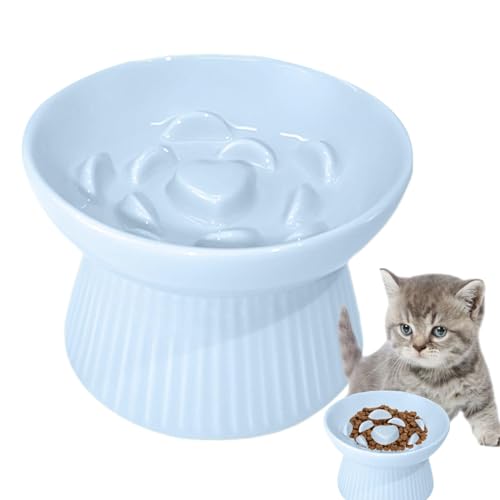 Keramik-Futternapf für Katzen, Keramik-Katzennapf, erhöhter Futternapf, erhöhte Futternäpfe für Haustiere, rutschfest, verhindert Erbrechen und reduziert Nackenbelastung für Haustierfutter und Wasser von Nkmujil