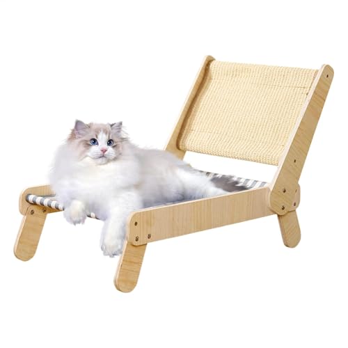 Nkmujil Cat Lounge Chair Scratcher, 4-Position Adjustable Sisal Hammock, Space-Saving Cozy Scratching Lounge Bed for Cats, Kittens and Small Pets, 1000g, Sisal, Oxford Cloth, Wood von Nkmujil