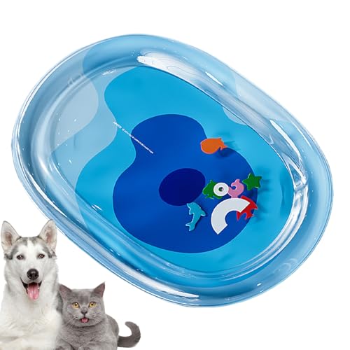 Nkmujil Katzen-Wassermatte, Kühlkissen für Hunde, tragbare sensorische Spielpads mit schwimmendem Fischspielzeug, für drinnen und draußen, für Zwinger, Bett, Sommerentlastung, interaktive Nkmujil Katzen-Wassermatte, Kühlkissen für Hunde, tragbare sensorische Spielpads mit schwimmendem Fischspielzeug, für drinnen und draußen, für Zwinger, Bett, Sommerentlastung, interaktive von Nkmujil