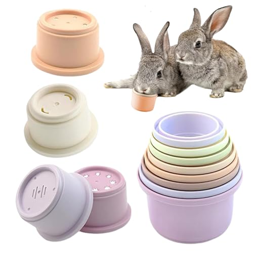 Nkmujil Stapelbecher für Kaninchen, Nesting Rabbit Toys, Anreicherung Spielzeug für Hasen, 8-teiliges Kaninchenspielzeug-Set, Kleintier-Spielbecher, Verstecken von Futterbecher für Kaninchen, von Nkmujil