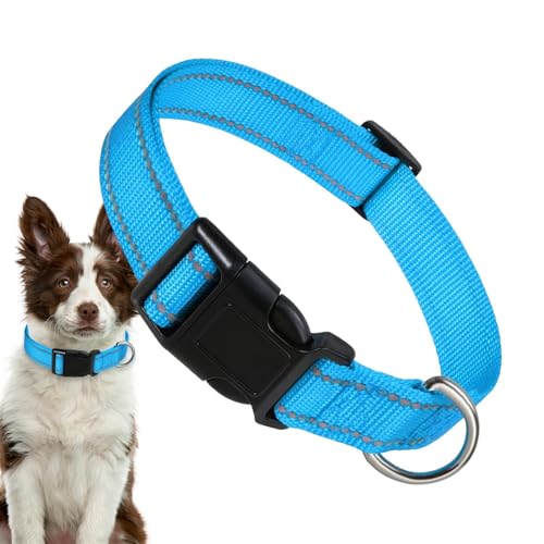 Reflektierendes Hundehalsband, reflektierendes Haustierhalsband, atmungsaktiv, bequem, verstellbar, Nylon, Haustierhalsband für mittelgroße Hunde von Nkmujil