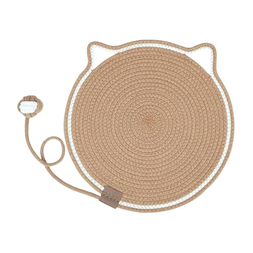 Scratch Mat for Indoor Cats, Round Horizontal Scratching Pad with Toy, Multi-Functional Cat Bed, Furniture Protector for Wall, Couch, Carpet and Sofa, Gray Yellow and Black von Nkmujil