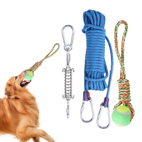 Spring Pole Dog Rope Toy, Muscle Builder Outdoor Toys, Interactive Tug Squeaky Toy, Muscle Builder Spring Pole Muscle Building Dog Toy, Toy Muscle Builder Spring Pole Dog Rope For Small Medium Dogs von Nkmujil