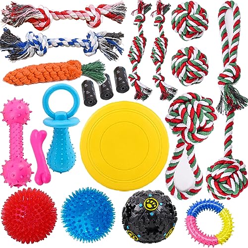 Nlmskzzy Hundespielzeug, Kauspielzeug für Hunde, 20 Stück, für Spaß und Zahnreinigung, Seilspielzeug für mittelgroße bis kleine Hunde (20 Stück) von Nlmskzzy