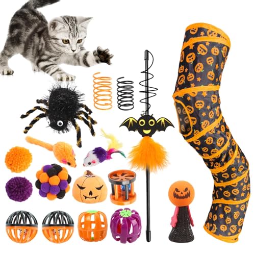 Nlrlo Cat Tube Tunnel, Katzentunnel Faltbar, Faltbare Halloween Thema Katzentunnel Spielzeug, Reduzieren Langeweile für Indoor Pet Katzen, Ganzjahresspielmöbel für Balkon, Schlafzimmer, Wohnzimmer von Nlrlo