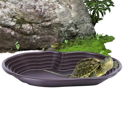 Nlrlo Schildkröten-Köderschale, Wasserkrug für Schildkröten, großer Wasserpool, Abflussrohr, rundes Loch-Design, Amphibien-Tierschildkröten-Tankwanne für Schlange von Nlrlo