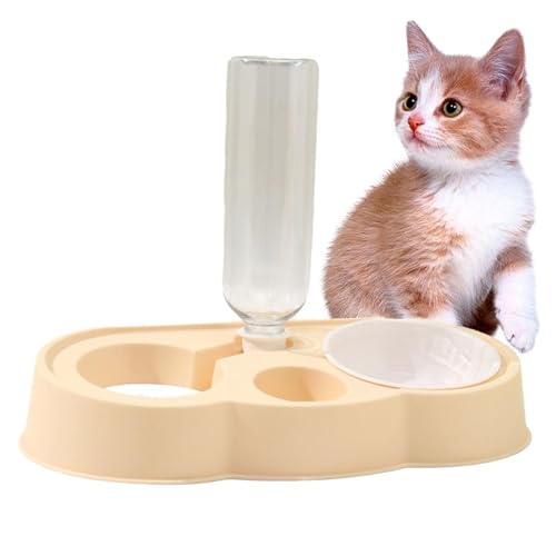 Nmkeqlos Katzenfutterspender und Wasserspender, 500 ml, automatischer Katzen-Wasserspender mit Schüssel, für den Innenbereich, große Kapazität, abnehmbarer Spender für Wohnzimmer, Schlafzimmer von Nmkeqlos