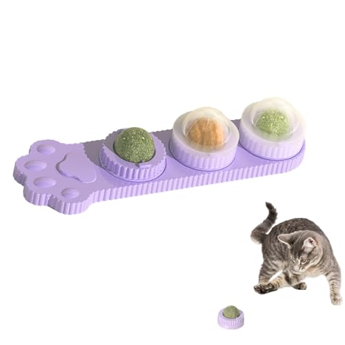 Nmkeqlos Katzenminze-Wandbälle für Katzen,Katzenminze-Bälle, die an der Wand kleben,Kauendes Katzenspielzeug - Wand-Katzenminze-Spielzeug für den Innenbereich, Katzenminze-Wandbälle zum Lecken von von Nmkeqlos