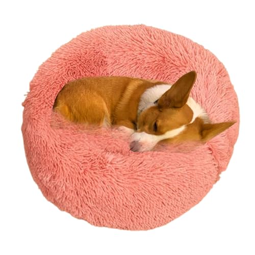 Nmkeqlos Rundes Haustierbett aus weichem Plüsch – rundes Plüsch-Donut-Kuschelbett | Haustier-Schlaf-Schlummerbett, Donut-Hundebett für kleine Hunde, Kätzchen, Katzen von Nmkeqlos