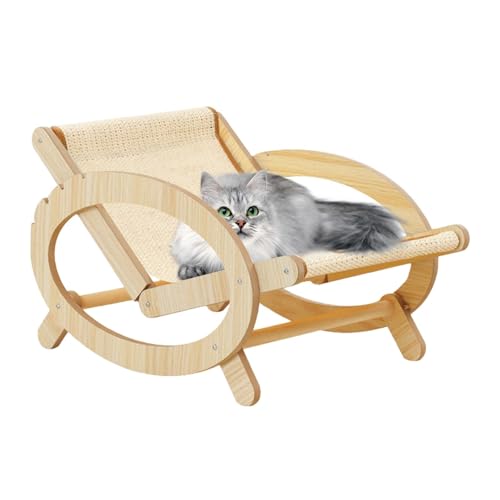 Nmkeqlos Verstellbares Katzenbett, Bequeme, erhöhte Katzenbetten, Katzenschlafender Klettergerüststuhl, Verstellbares Katzenschlaf-Klettergerüst-Sofa mit kratzfestem Segeltuchbezug zum Möbelschutz von Nmkeqlos