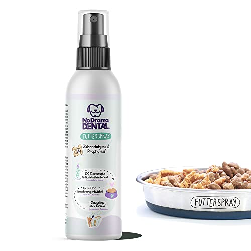 No Drama Dental® Zahnpflege Spray für das Hundefutter - Futterspray Zahnpflege gegen Maulgeruch, Zahnreinigung & Prophylaxe, entfernt Zahnstein - Zahnreinigung ohne Bürste (130 ml) von No Drama Dental