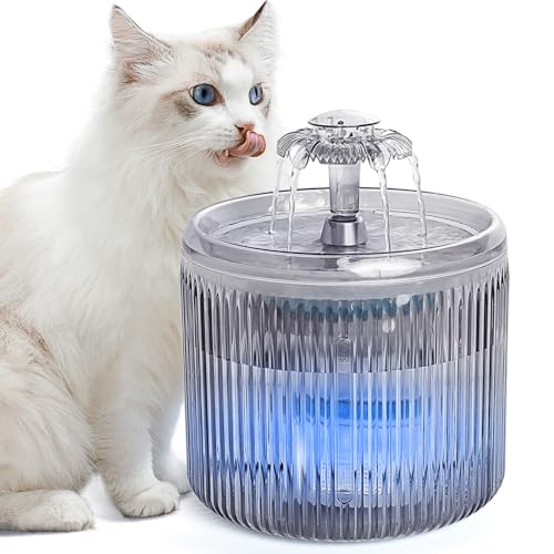 No Pawblems Katzenwasserbrunnen - Automatischer Haustier-Wasserbrunnen Katzenwasserspender mit Ersatzfiltern, 88oz/2,6L BPA-freier Wasserbrunnen für Katzen im Inneren mit 2 Fließmodi von No Pawblems