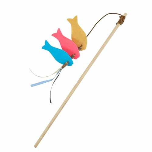 Nobby Angel Fische Filz mit Holz tab: 46 cm, Band mit Spielzeug: 90 cm von Nobby