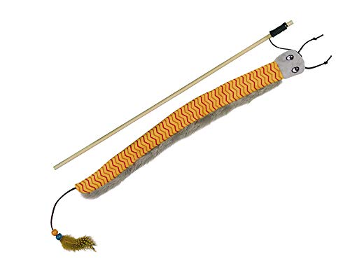 Nobby Angel mit Plüschschwurm, orange Stab 40 cm, Band mit Spielzeug 125 cm, 1 Stück von Nobby