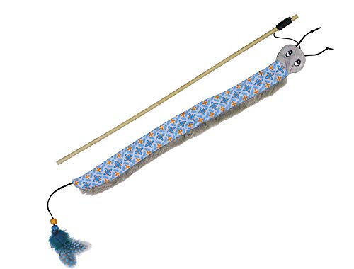 Nobby Angel mit Plüschwurm, blau Stab 40 cm, Band mit Spielzeug 125 cm, 1 Stück von Nobby