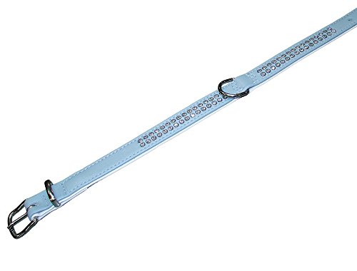 Nobby Halsband Crystal zweireihig, hellblau / weiß 42 cm (32-37 cm), 17/19 mm, 1 Stück von Nobby