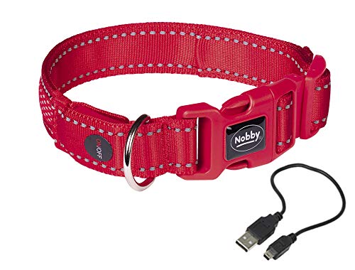 Nobby Halsband FLASH MESH, rot, M-L: L: 45-53 cm, B: 25 mm, 1 Stück von Nobby