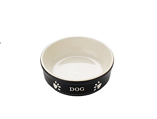 Nobby Hunde Keramiknapf DOG, schwarz / beige 12 X 12 X 3,7 cm, 1 Stück von Nobby