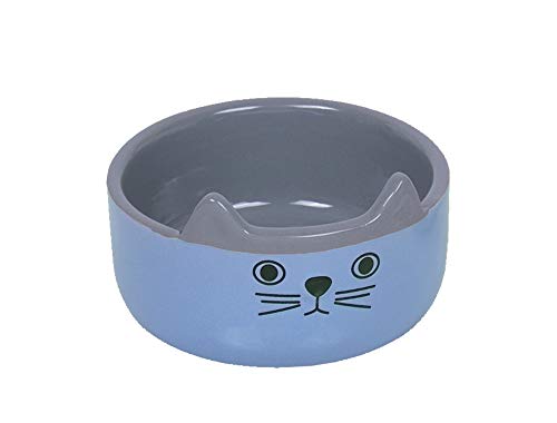 Nobby Katzen Keramik Napf Cat Face hellblaue Ø 13,0 x 4,0 cm, 0,16 l von Nobby