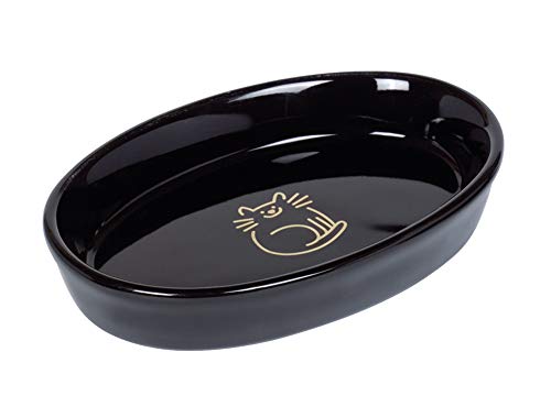 Nobby Katzen Keramik Schale oval Golden Cat, schwarz 17 x 11 x 2,5 cm, 0,12 l, 1 Stück von Nobby