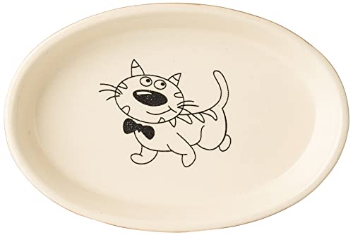 Nobby Katzen Keramik Schale oval, hellbraun / beige 17 X 11 X 2,5 cm, 1 Stück von Nobby