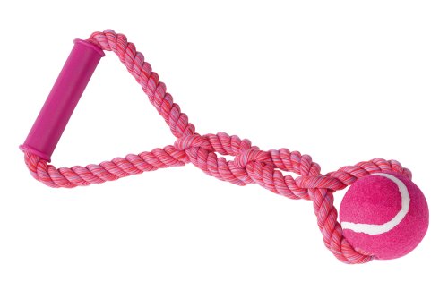 Nobby Rope Toy, Spielseil mit Tennisball und Griff, sort. gelb, rot, blau 33 cm, 200 g, Ball Ø 6 cm, 1 Stück von Nobby