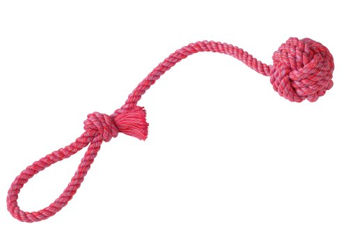 Nobby Rope Toy, Spielseil mit Wurfschlaufe, sort. gelb, rot, blau 57 cm, 275 g, Ball Ø 8 cm, 1 Stück von Nobby