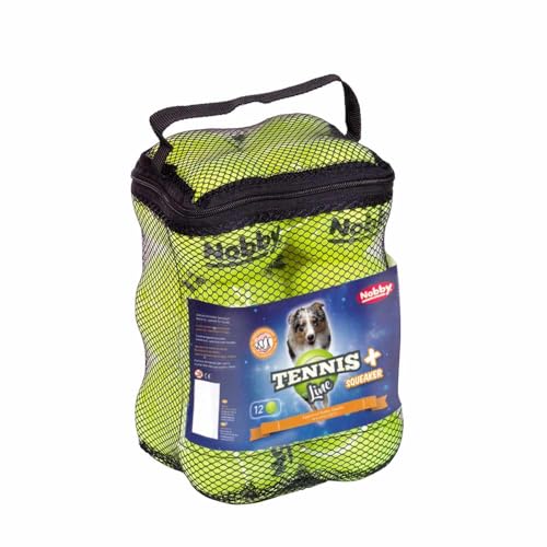 Nobby Tennisball mit Squeaker Sortiert S 5,5 cm, 12er Netztasche von Nobby