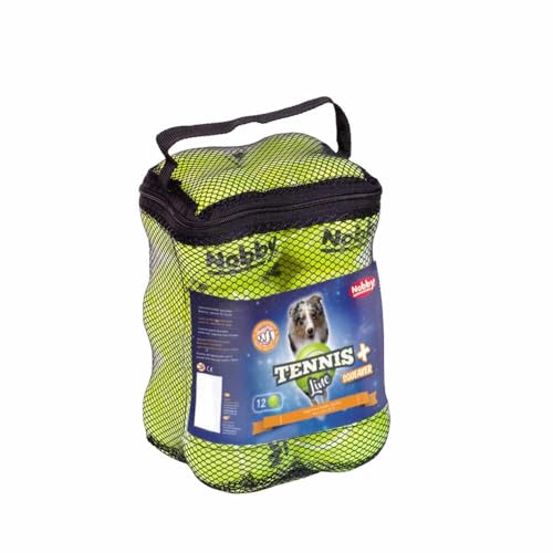 Nobby Tennisball mit Squeaker Sortiert XS 4,5 cm, 12er Netztasche von Nobby