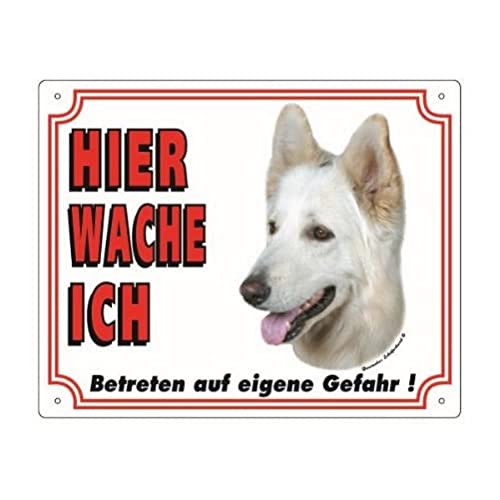 Warntafel Deutscher Schäferhund weiß gelb 12 x 3,5 cm von Nobby